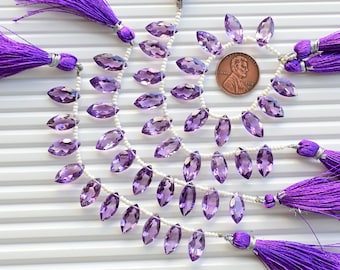 10 Pieces Amethyst Marquise Cut Stone Faceted Beads Natural Gemstone | Amethyst for Jewelry Making | 14x7x5 MM