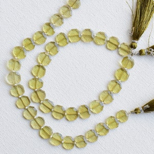 8 Inches Olive Quartz Faceted Geometrical Crown Cut Uneven Beads Natural Gemstone Center Drill Beads Line | 10x12x3 to 8x10x2.5 MM