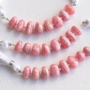 8 pc Rhodochrosite Smooth Tumble Beads | 8x11 to 5x10 mm | Natural Gemstone Smooth Beads Strand