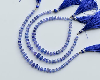 8 Inches Tanzanite Faceted Tumble Cube Beads Natural Gemstone Center Drill Beads Strand | Tanzanite Beads | 6x11 to 2x5 MM