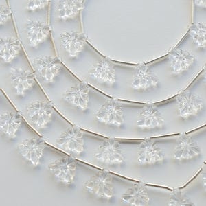 10 Pieces Crystal Quartz Slot Carved Trillion Beads Natural Gemstone | Quartz for Jewelry Making | 12x12x4 MM