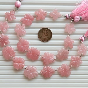 10 Pieces Guava Quartz Carved Flower Beads Natural Gemstone | 21x17x4 to 16x13x3 MM | Quartz for Jewelry Making