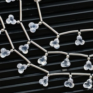 10 Pieces Moon Quartz Trefoil Cut Flower Faceted Beads Natural Gemstone | 6.5X7X4 MM | Quartz for Jewelry Making