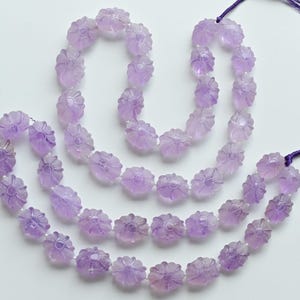 18 Inches Amethyst Carved Oval Flower Beads Natural Gemstone Strand | Amethyst for Jewelry Making | DIY Jewelry