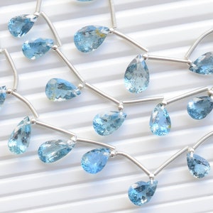 10 Pieces Moss Aquamarine Pear Cut Stone Natural Gemstone Beads | 13x8x5 to 9x6x4 MM | Aquamarine for Jewelry Making | Gemstone Supplies