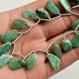 16 Pieces Emerald Uneven Tumble Smooth Beads Natural Gemstone | Emerald for Jewelry Making | 20x11x2 to 16x8x3 MM