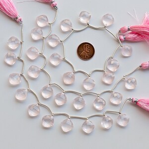 10 Pieces Rose Quartz Cushion Checker Cut Faceted Briolette Beads Natural Gemstone | Quartz for Jewelry Making | 13x13x6 MM