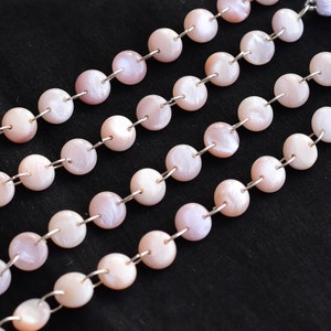10 Pieces Pink Mother of Pearls Round Smooth Lens Natural Gemstone Beads | 8x8x3 MM | Gemstone Supplies