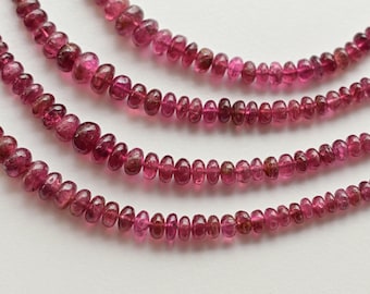 8,5-calowe różowe turmaliny gładkie koraliki Rondelle naturalny kamień szlachetny do wyrobu biżuterii | 4x7 do 1,5 x 3 MM | Biżuteria DIY