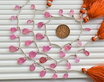 10 piezas de cuentas facetadas de piedra de corte de pera rellenas de vidrio rubí, piedras preciosas naturales/rubí para fabricación de joyas, 12 x 8 x 5 a 7 x 5 x 3 mm