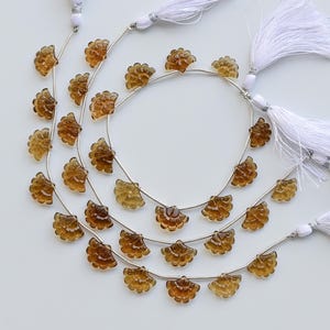 10 Pieces Beer Quartz Carved Tree Briolette Beads Natural Gemstone Side Drill Strand | 14x19x5 to 10x17x5 MM | Quartz for Jewelry Making
