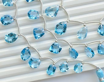 10 Pieces Swiss Blue Topaz Fancy Cut Stone Beads Natural Gemstone | Topaz for Jewelry Making | 13x10x5 to 8x7x3.5 MM