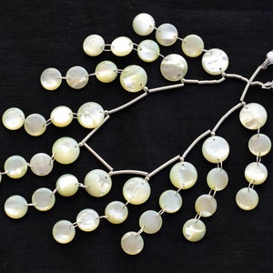 40 Pieces Green Mother of Pearls Round Smooth Lens Natural Gemstone Beads | 12x12x4 to 10x10x3 MM | Gemstone Supplies