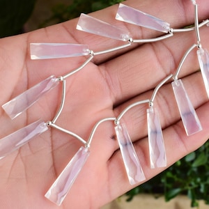 10 pieces Moon Quartz Faceted Taper Beads | 23x7x4 to 20x7x4 mm | Natural Gemstone Briolette Face Drill Beads Line Strand