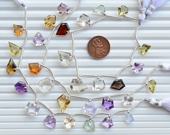 10 Pieces Multi Quartz Geometrical Step Cut Faceted Beads Natural Gemstone | 10x14x6 to 6x8x4 MM | Quartz for Jewelry Making