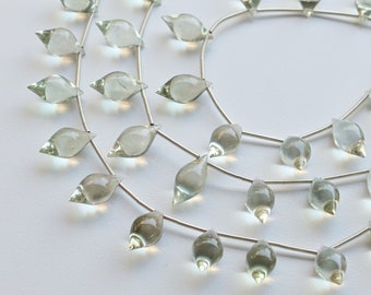 10 Pieces Green Amethyst Smooth Slanted Olive Beads Natural Gemstone | 21x10 to 18x10 MM | Amethyst for Jewelry Making