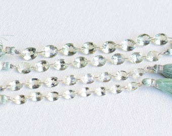 8 stuks Groene Amethist Faceted Oval Cut Beads | Natuurlijke edelsteen gesneden steen dubbele boor kralen streng voor sieraden maken