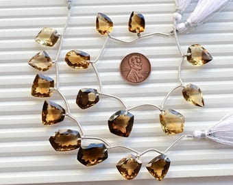 8 Pieces Citrine Bi Color Fancy Cut Stone Faceted Beads Natural Gemstone | Citrine for Jewelry Making | 18x18x8 to 11x10x7 MM