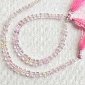 8 Inches Kunzite Faceted Tumble Beads Natural Gemstone Center Drill Beads Line Strand | Kunzite Beads | 7x8x6 to 4x4x3 MM