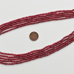 18 Inches Red Spinel Faceted Rondelle Necklace Beads Natural Gemstone Strand | 2x3 to 1.5x3 MM | Spinel for Jewelry Making