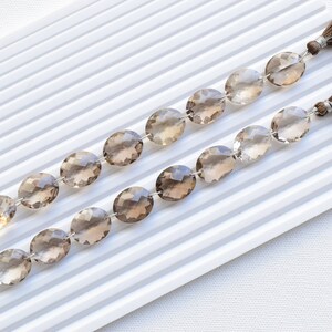 8 pieces Smoky Quartz Checker Faceted Oval Cut Stone Beads | Natural Gemstone Double Drill Beads Line Strand | 18x15x7 MM