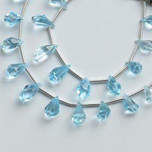 12 Pieces Sky Blue Topaz Tumble Drop Faceted Beads Natural Gemstone | Topaz For Jewelry Making | 14x7 to 9x5 MM image 2