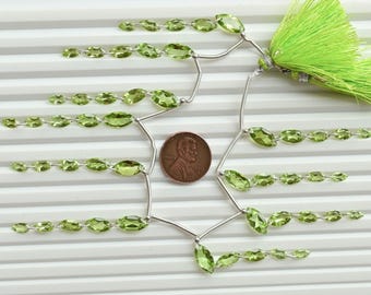 50 Pieces Peridot Marquise Cut Stone Faceted Beads Natural Gemstone | Peridot for Jewelry Making | DIY Jewelry | 12x6x3 to 7x3x2 MM