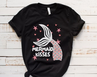 Mermaid Kisses Shirt, Valentines Day Shirt, Star and Heart Shirt, Valentines Day Shirts For Women, Cute Heart T-shirt, Cute Valentine Shirt