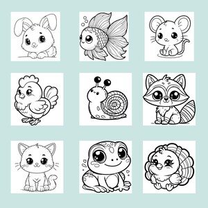40 páginas para colorir de animais fofos, download instantâneo, para imprimir, fácil e ousado, páginas tamanho carta
