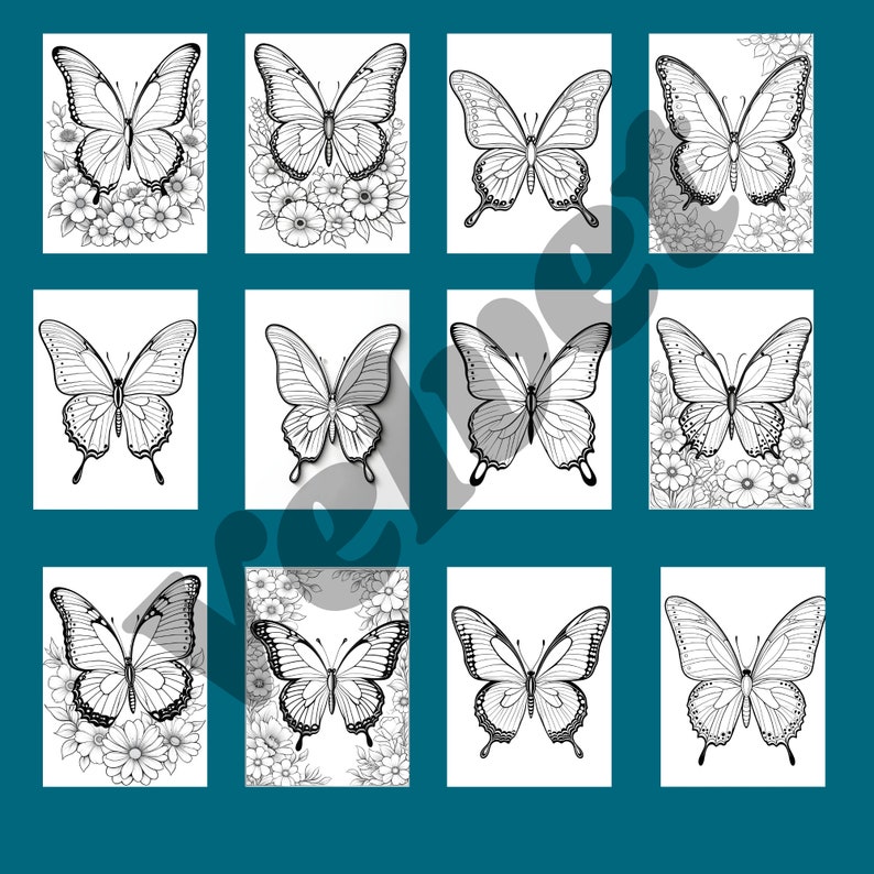 Butterfly Coloring Pages. 80 Printable Pages. Instant Download. Pdf