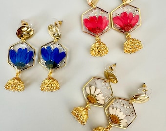 Floral UV Resin Jhumkas
