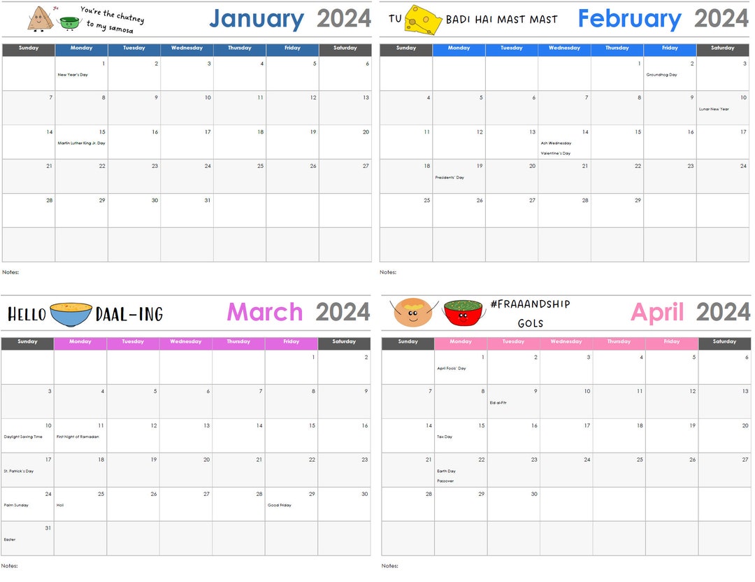 Printable 2024 Desi Calendar Etsy