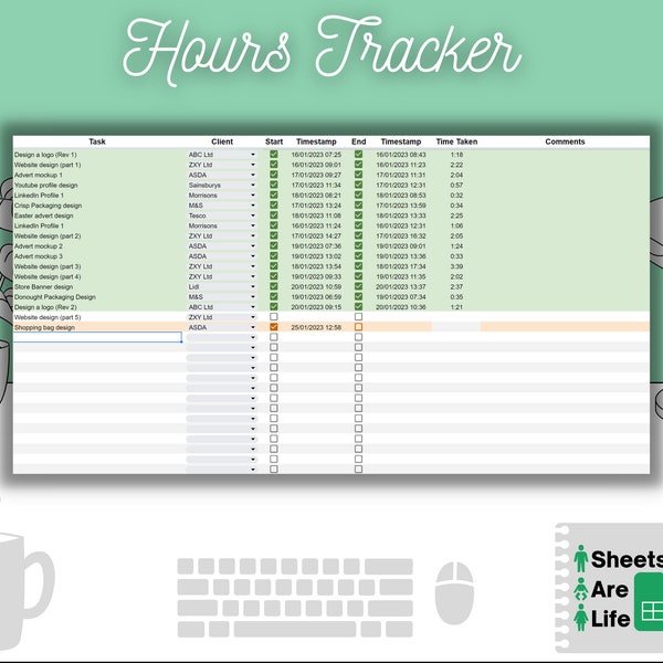 Hours Tracker | Google Sheets Dashboard | To Do Spreadsheet  | To-Do List | Freelance Reports | Productivity Tracker | Editable Template