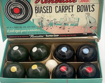 Vintage Henselite Junior carpet bowls in original box.