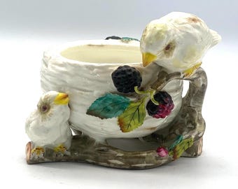 Antique Moore Brothers Porcelain Bird Nest Pot, 19th Century