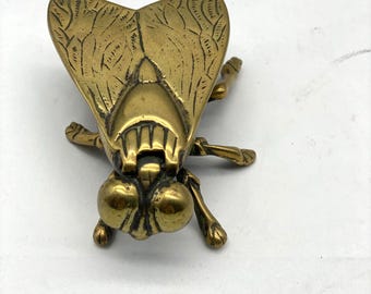Vintage Brass fly trinket pot.  Very unusual and wonderfully designed.  10cm in length.