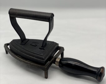 Vintage FW London Cast Iron Flat Iron with Trivet