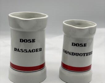 Vintage French Porcelain Rail Jugs, Conductor & Passenger Set
