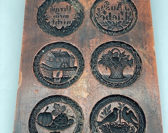 Antique Handcarved Springerle Mold – German Cookie Mold, 6 Designs