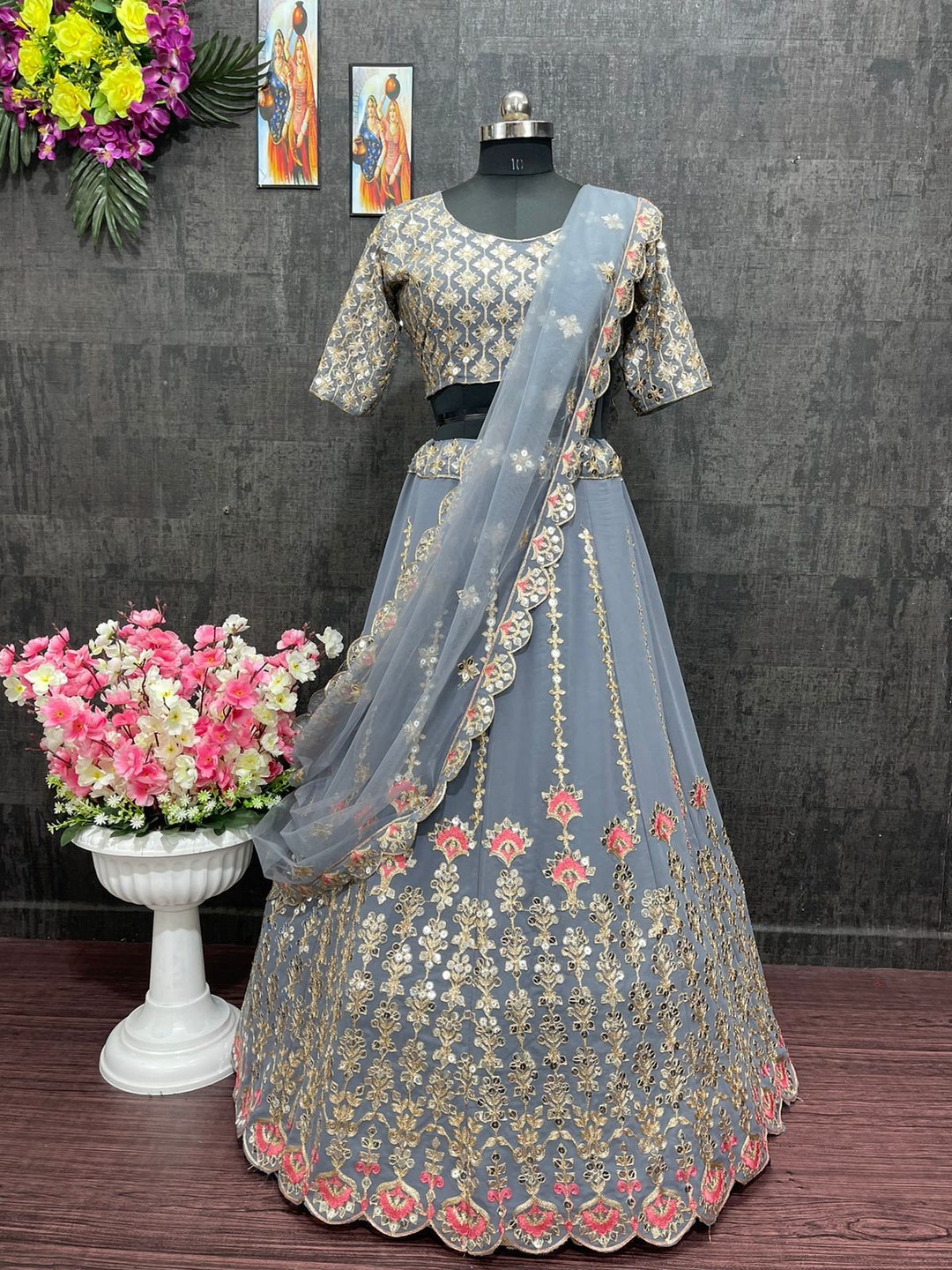 Sage Georgette Lehenga Choli