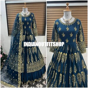 Pakistani Wedding Georgette Top Lehenga Choli And Sequence 9mm Work And Soft Net Dupatta For Women , Pakistani Dress , Pakistani Lehenga