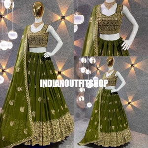 Ready to wear Green Lehenga choli for Women Indian wedding lehenga choli party wear lengha choli bridesmaids lehengas indian outfits lengha