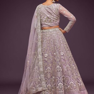 Organza Silk Intricate Paisley Motifs Traditional Embroidered Wedding Lehenga Choli With Soft Net Dupatta main image 1