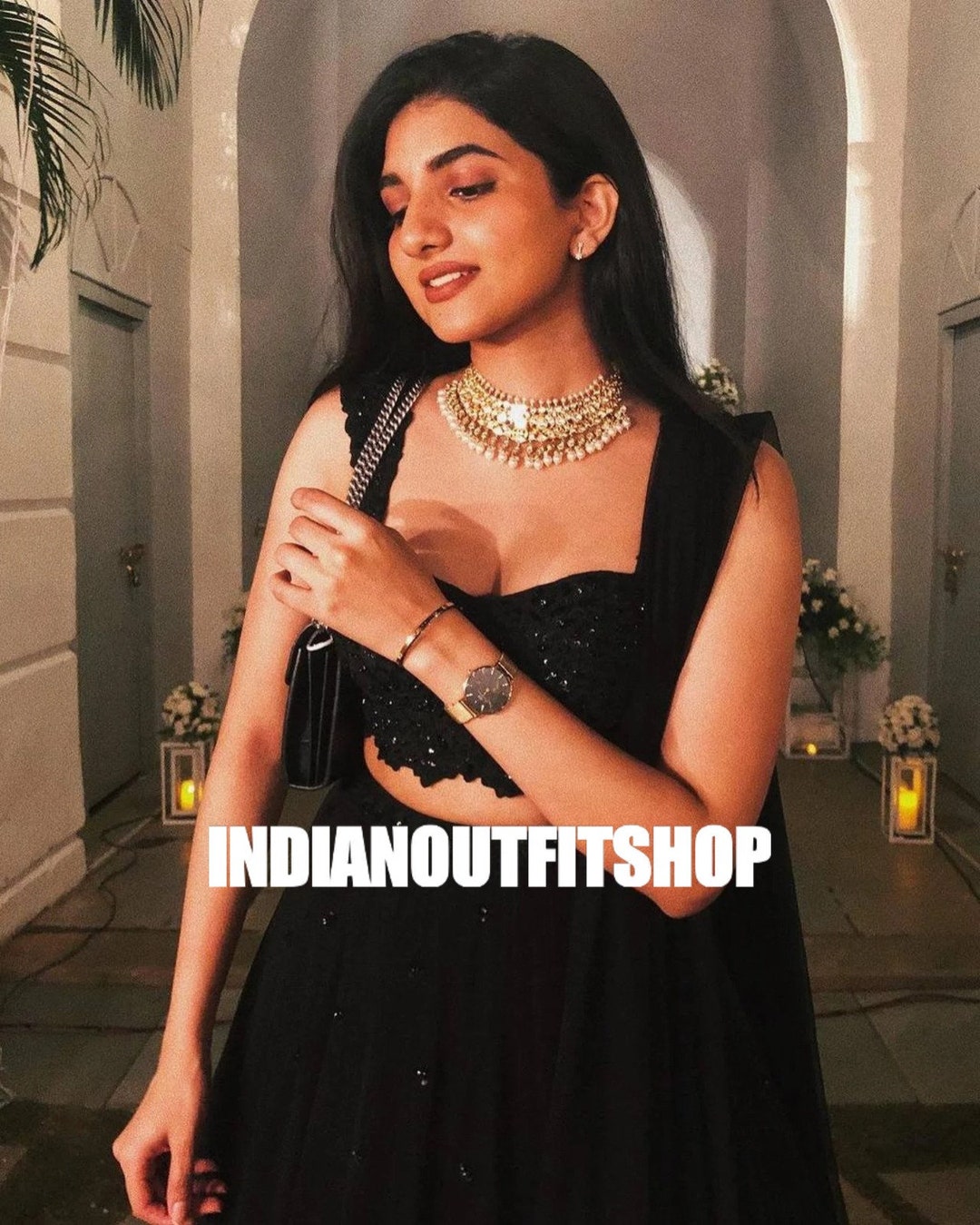 Made to Measure Crystal Embellished Georgette Lehanga Choli Set & Draped Dupatta & Laces