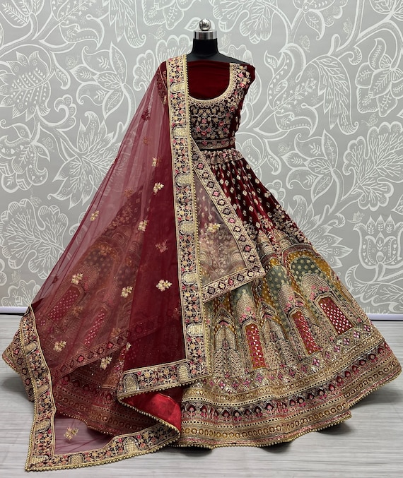 Party wear shop velvet lehenga