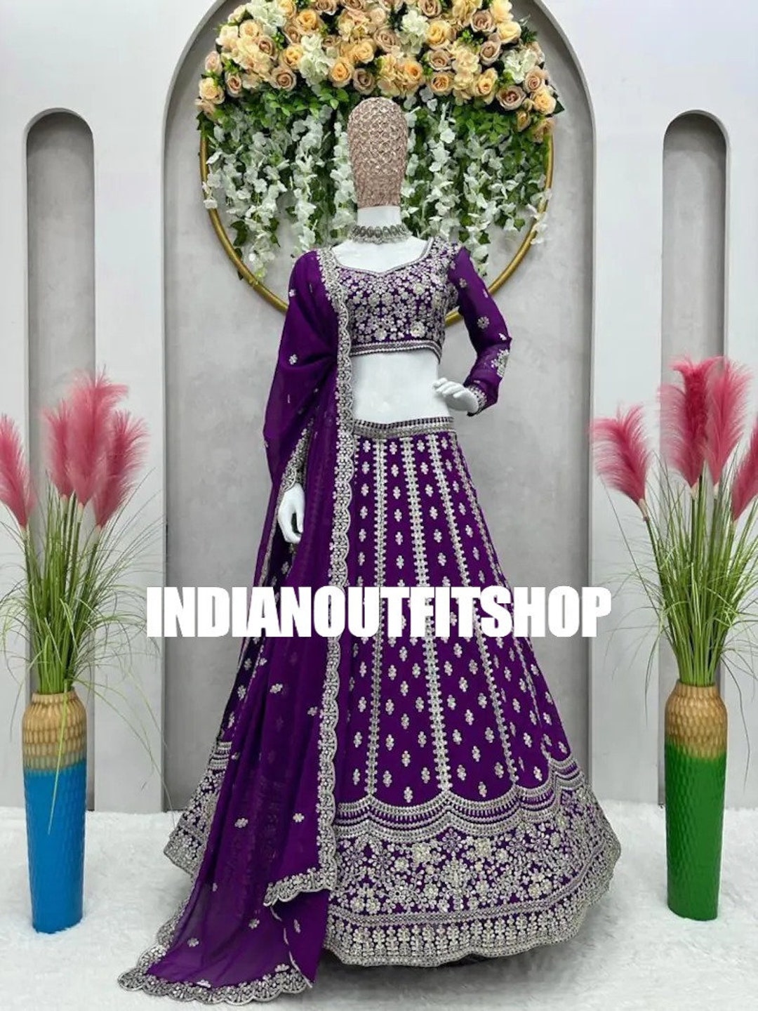 Purple Gajari Georgette Party Wear Lehenga Choli main image 1