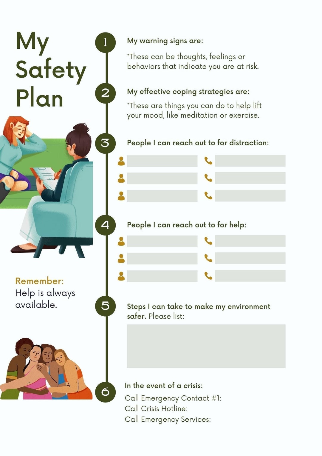 Mental Health Safety Plan Therapy Tools Progress Etsy Mental Health Safety Plan Therapy Tools Progress Etsy