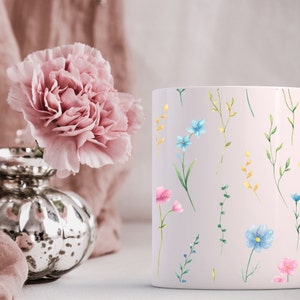 Flower Mug, Pretty Tea Mug, Mommy Mug, Gifts for Tea Lovers, Family Gifts, Modern Ceramic Mug, Aesthetic Mugs, Dishwasher Safe Mug