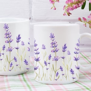 Lavender Flower Mug, Pretty Tea Mug, Mom Mug, Gifts For Her, Family Gifts, Microwave Safe mug, Dishwasher safe mug, ceramic mug