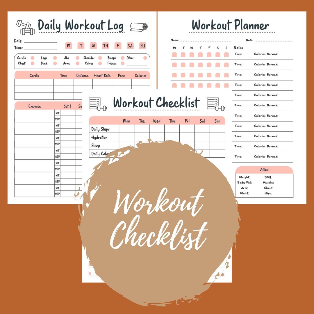 Workout Checklist, Daily Workout Routine Chart, Simple Workout Plan